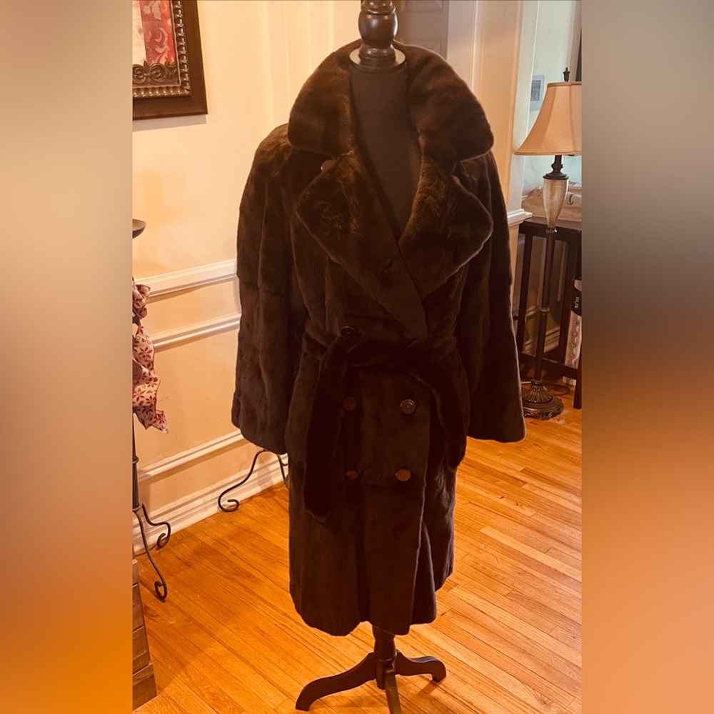 💐Yves Saint Laurent For Neiman Marcus Chocolate Brown Belted Luxury Coat ✨